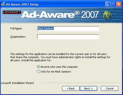 Ad-aware user