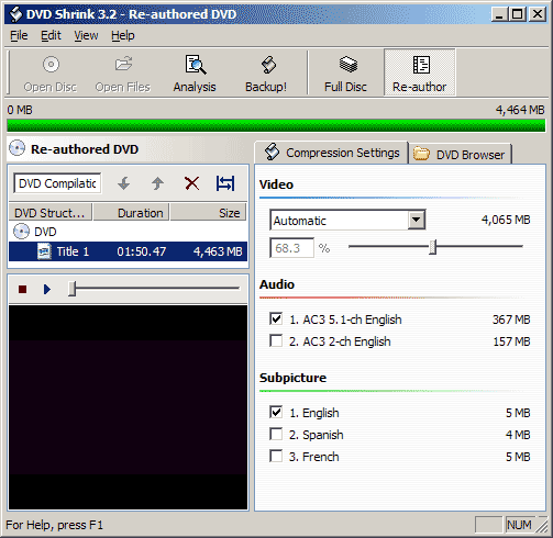 DVD Shrink Re-authoring Removing